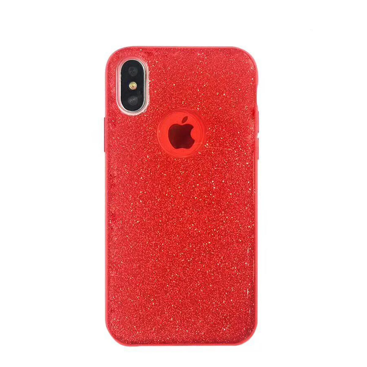 Чехол с блестками "Dazzling shine" силиконовый для iPhone X/XS красный