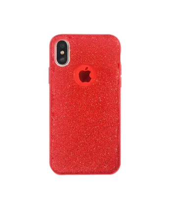 Чехол с блестками "Dazzling shine" силиконовый для iPhone XR красный