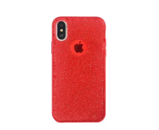 Чехол с блестками "Dazzling shine" силиконовый для iPhone XR красный