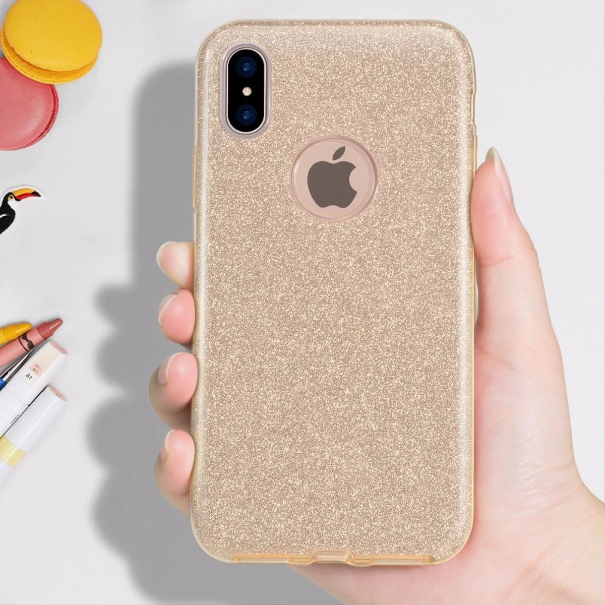 Чехол с блестками "Dazzling shine" силиконовый для iPhone XS Max золотой