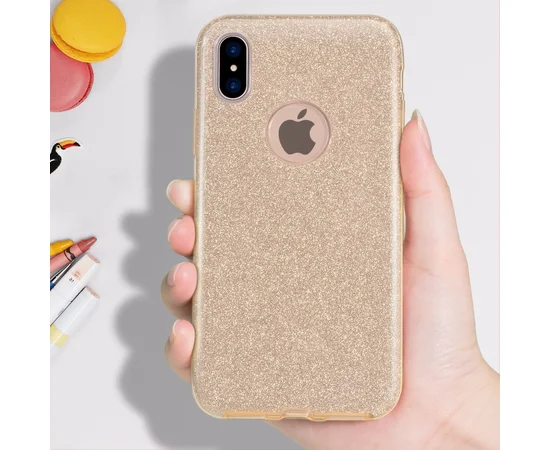 Чехол с блестками "Dazzling shine" силиконовый для iPhone X/XS золотой