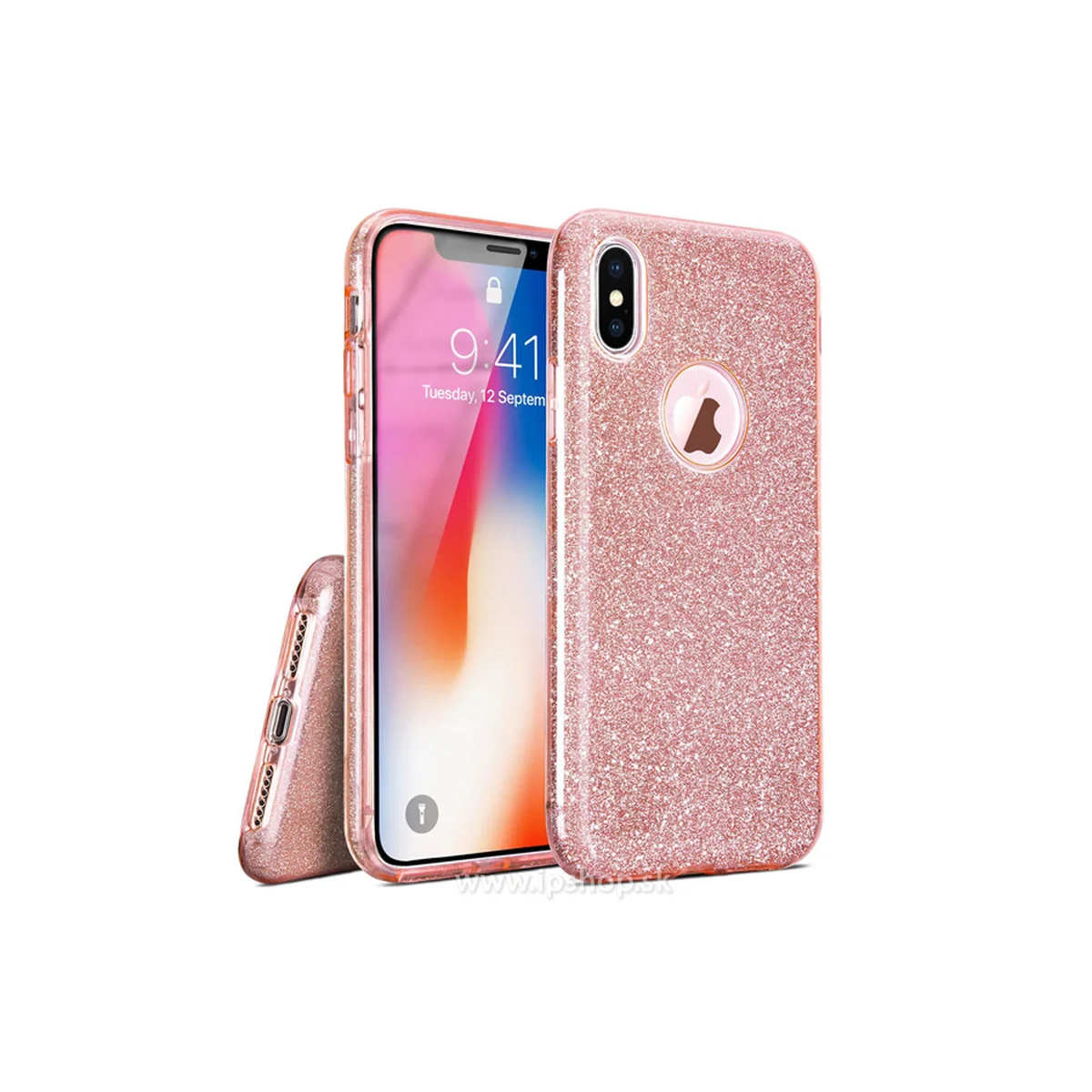 Чехол с блестками "Dazzling shine" силиконовый для iPhone X/XS розовый