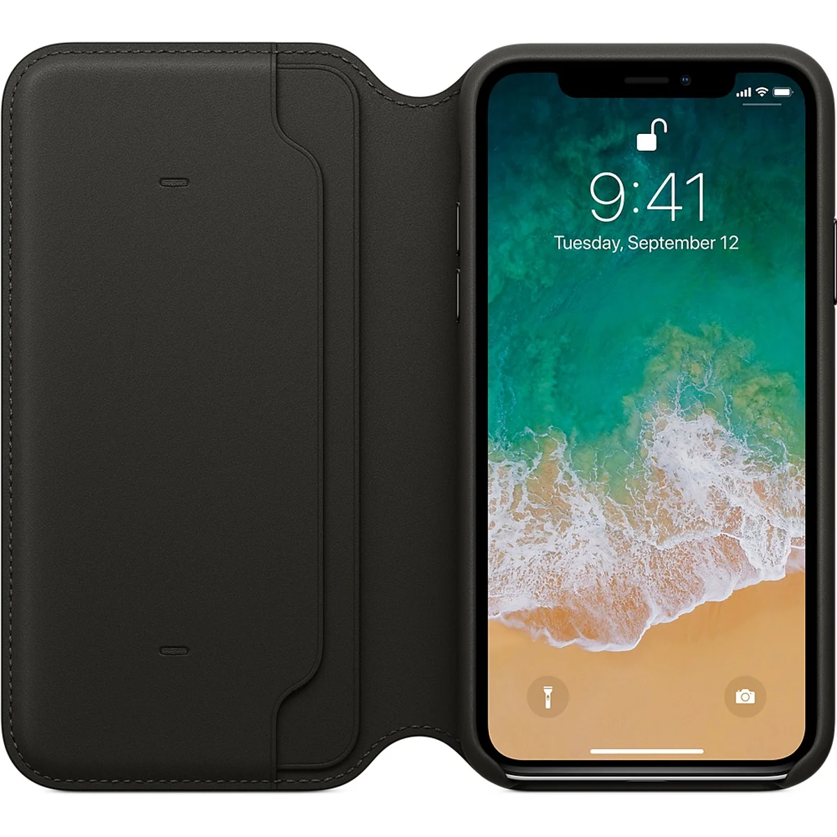Шкіряний чохол-книжка "Apple Leather Folio" Black (HC) для iPhone X / XS