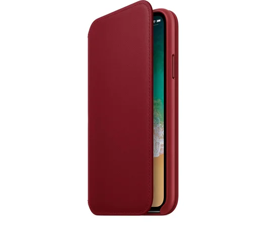 Кожаный чехол-книжка "Apple Leather Folio" Red (HC) для iPhone X/XS