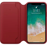 Шкіряний чохол-книжка "Apple Leather Folio" Red (HC) для iPhone X / XS