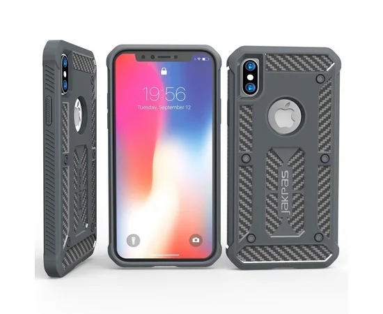 Противоударный силиконовый чехол "Jakpas" серый для iPhone X/XS