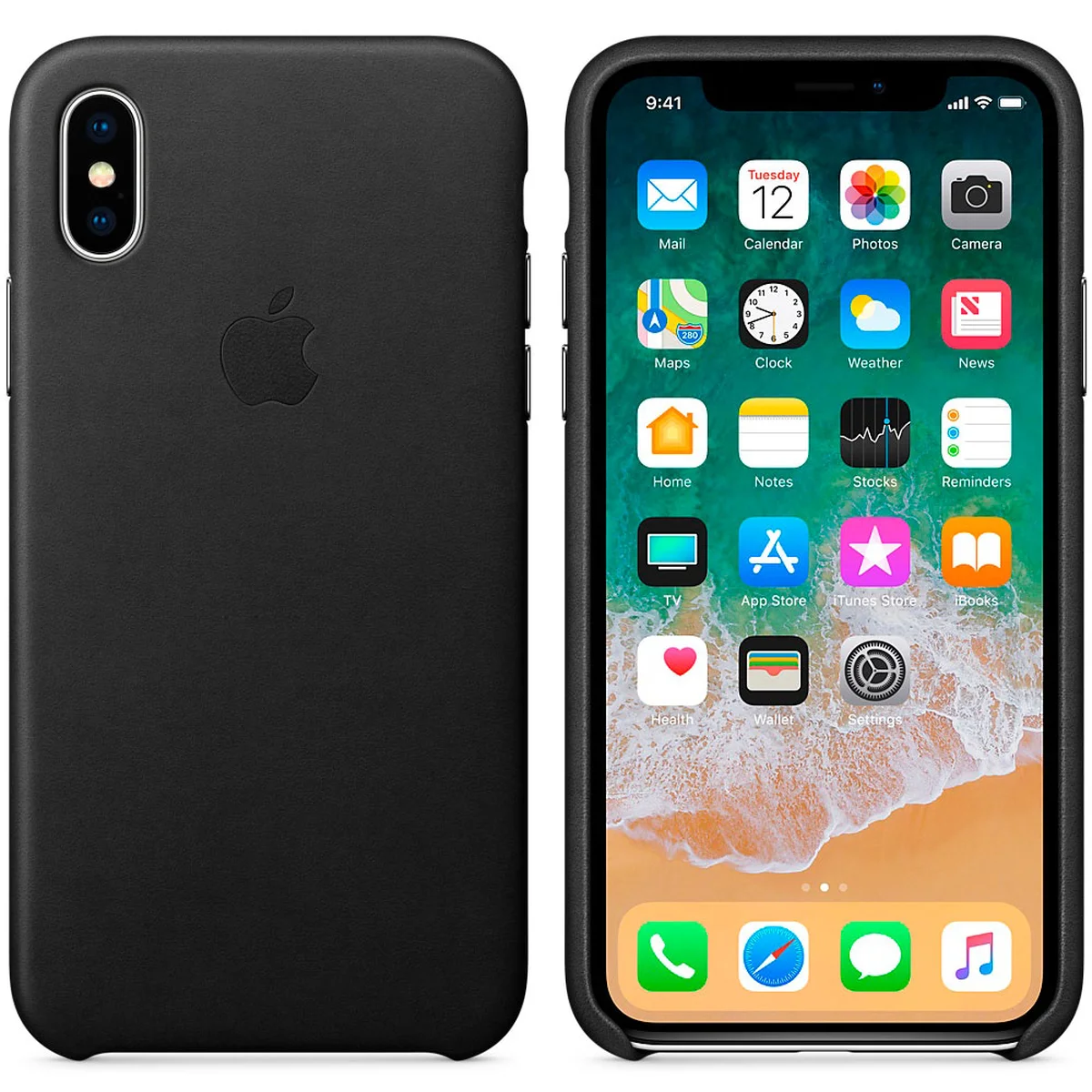Кожаный чехол "Apple Leather Case" Black (HC) для iPhone X/XS