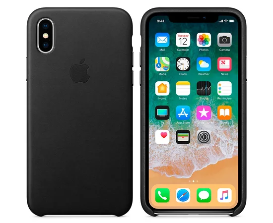 Кожаный чехол "Apple Leather Case" Black (HC) для iPhone X/XS