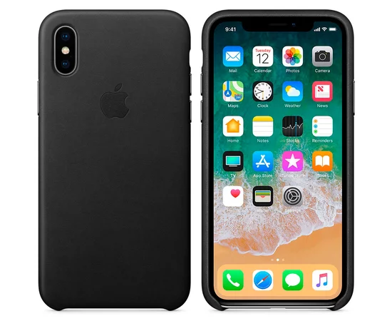 Кожаный чехол "Apple Leather Case" Black (HC) для iPhone X/XS