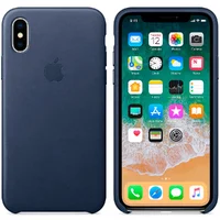 Кожаный чехол "Apple Leather Case" Midnight Blue (HC) для iPhone X/XS