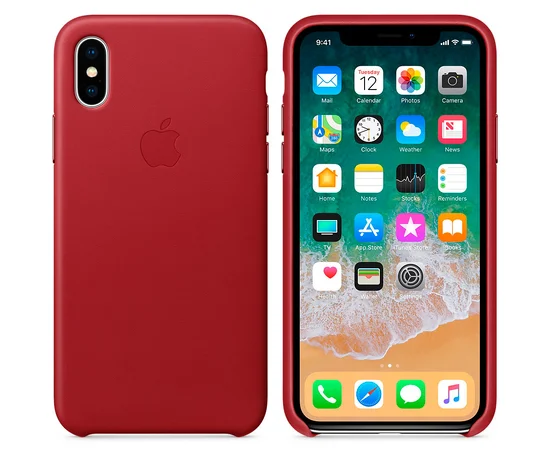 Кожаный чехол "Apple Leather Case" Red (HC) для iPhone X/XS