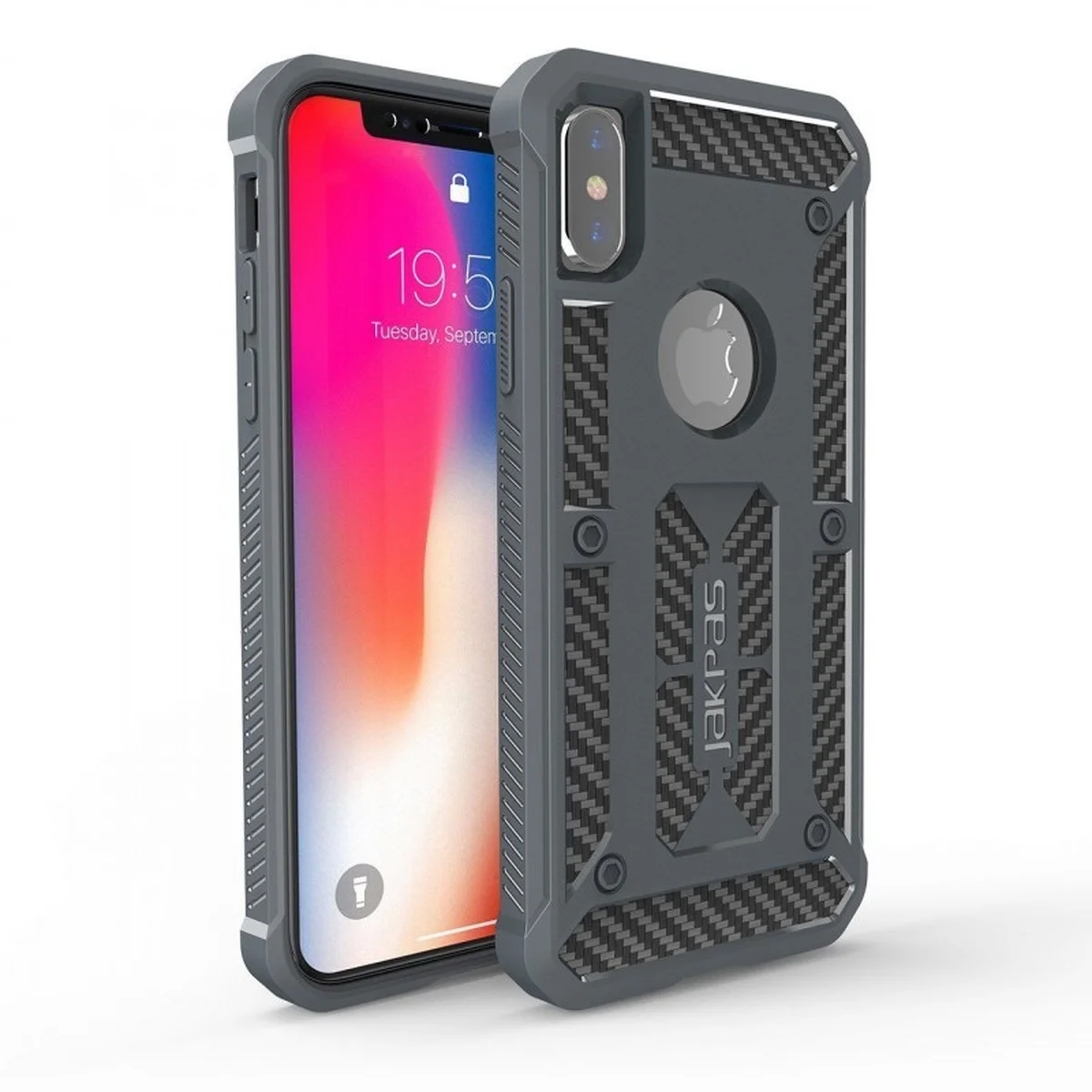 Протиударний силіконовий чохол "Jakpas" сірий для iPhone X/XS