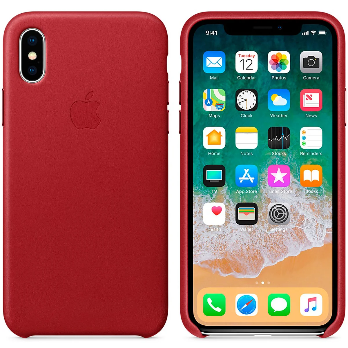 Кожаный чехол "Apple Leather Case" Red (HC) для iPhone X/XS