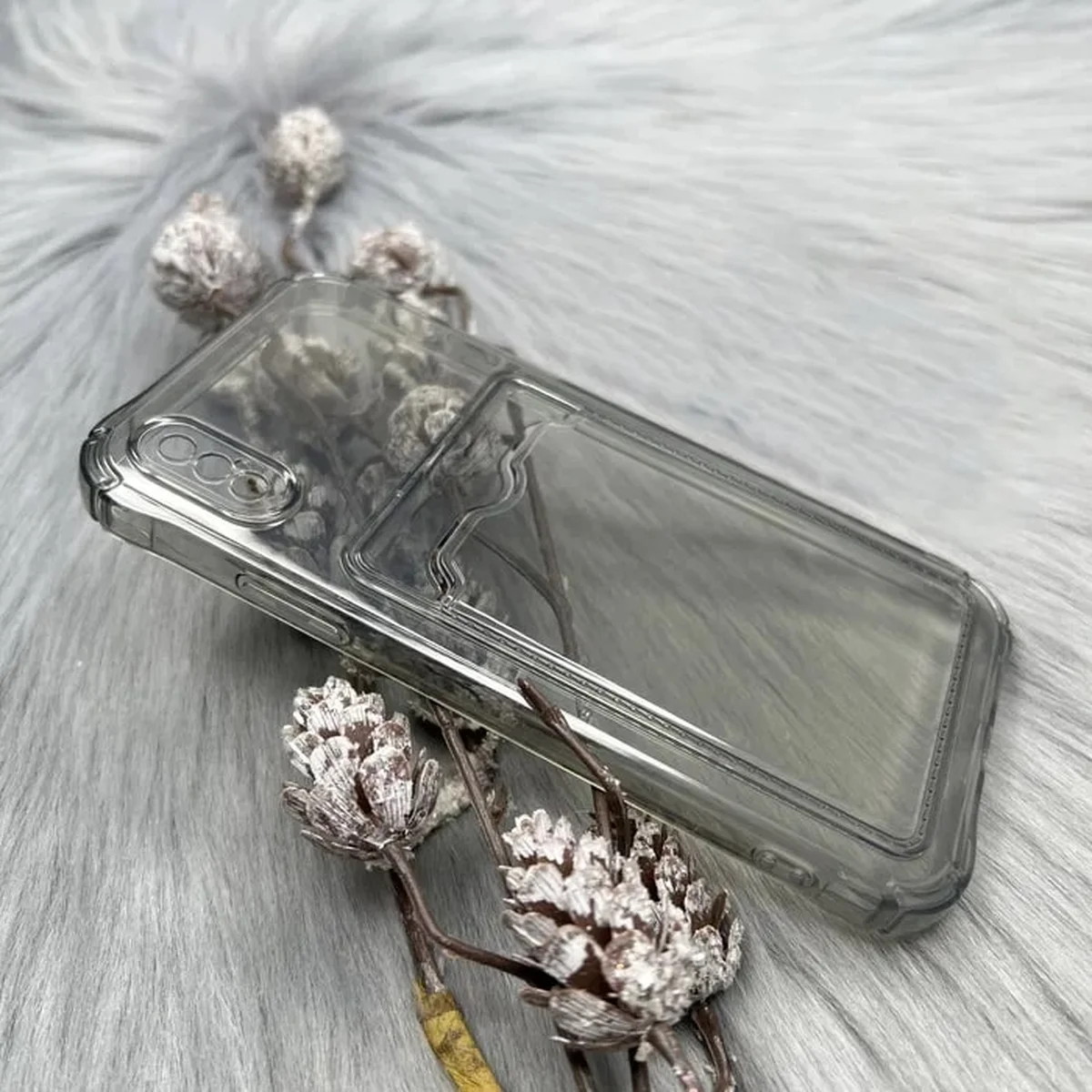 Силіконовий протиударний чохол "Shockproof pocket" з кишенею для iPhone X/XS Тонований