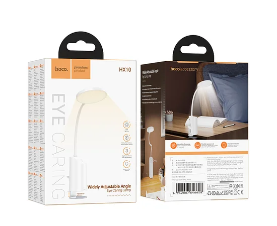 Настольная LED лампа Hoco HX10 Clip table lamp (1200mAh) White