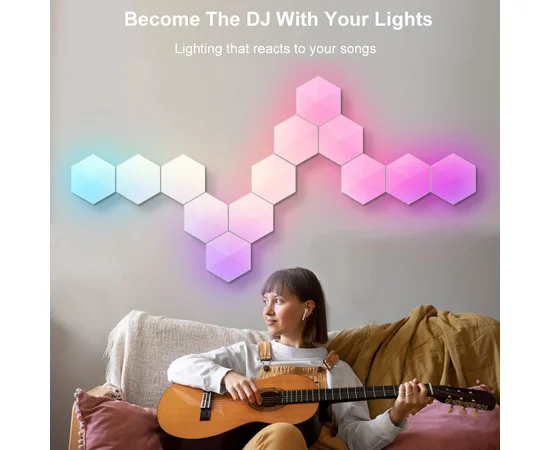 Модульний настінний світильник LED RGB 5V стільники SAL-011B 10pcs Bluetooth USB with app White