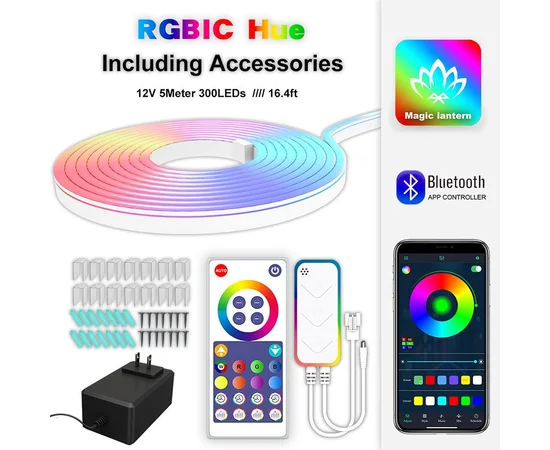 Настенная лента RGB LED LD05 Bluetooth EU Plug with app 12V (5m) White