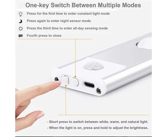 Сенсорный светильник LED с датчиком движения MZ-L1602 (40*10*200mm) White