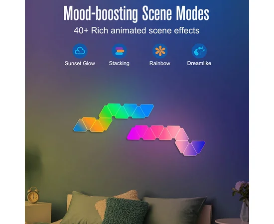 Настінний світильник Smart Triangular Quantum Light SAL-012B Bluetooth USB interface with app 6pcs White