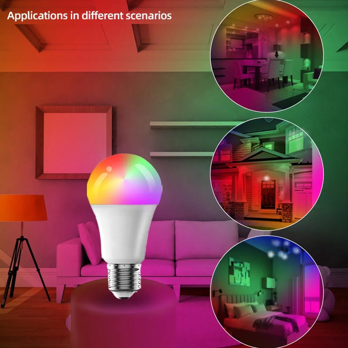 Светодиодная RGB лампочка Smart bulb light 4pcs with Bluetooth E27 with app White