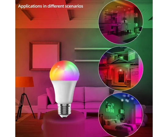 Светодиодная RGB лампочка Smart bulb light 4pcs with Bluetooth E27 with app White