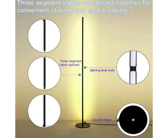 Напольная угловая LED лампа RGB SAL-005B 120cm Bluetooth USB with app Black