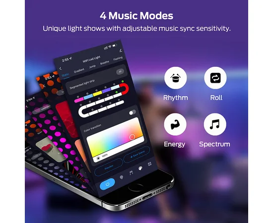 Настенная лента RGB LED LD04 Bluetooth USB with app 5V (3m) White