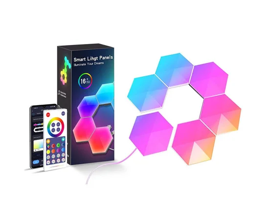 Модульный настенный светильник LED RGB 5V соты SAL-011B 6pcs Bluetooth USB with app White
