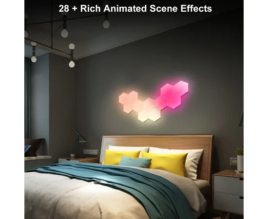 Модульний настінний світильник LED RGB 5V стільники SAL-011B 10pcs Bluetooth USB with app White