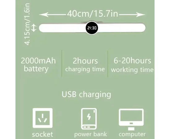 Портативная лампа B20 with clock 1800mAh White