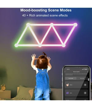 Модульний настінний світильник LED RGB 5V SAL-014B 9pcs Bluetooth USB with app White