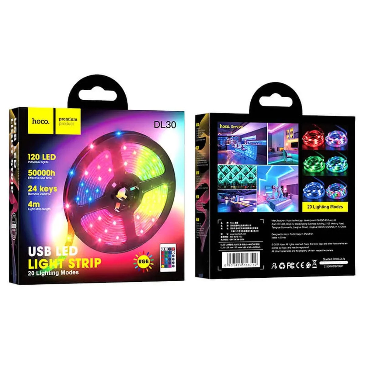 Светодиодная LED лента Hoco DL30 + remote control (4m) Black