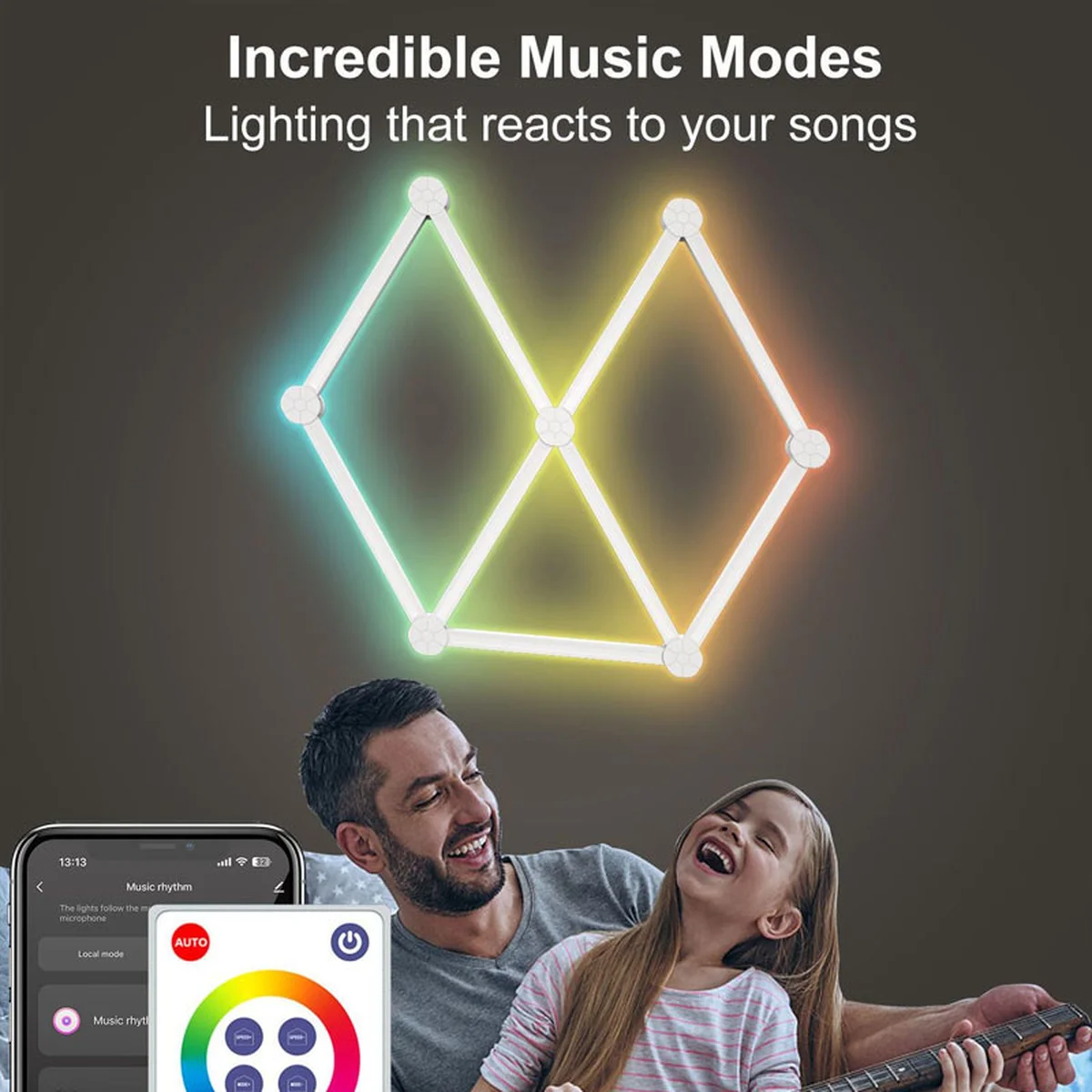 Модульный настенный светильник LED RGB 5V SAL-014B 9pcs Bluetooth USB with app White