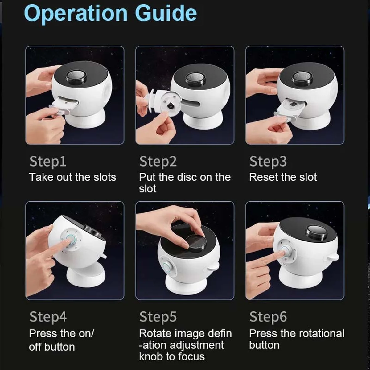 Проектор-ночник GalaxyPro E20 2400 mAh White