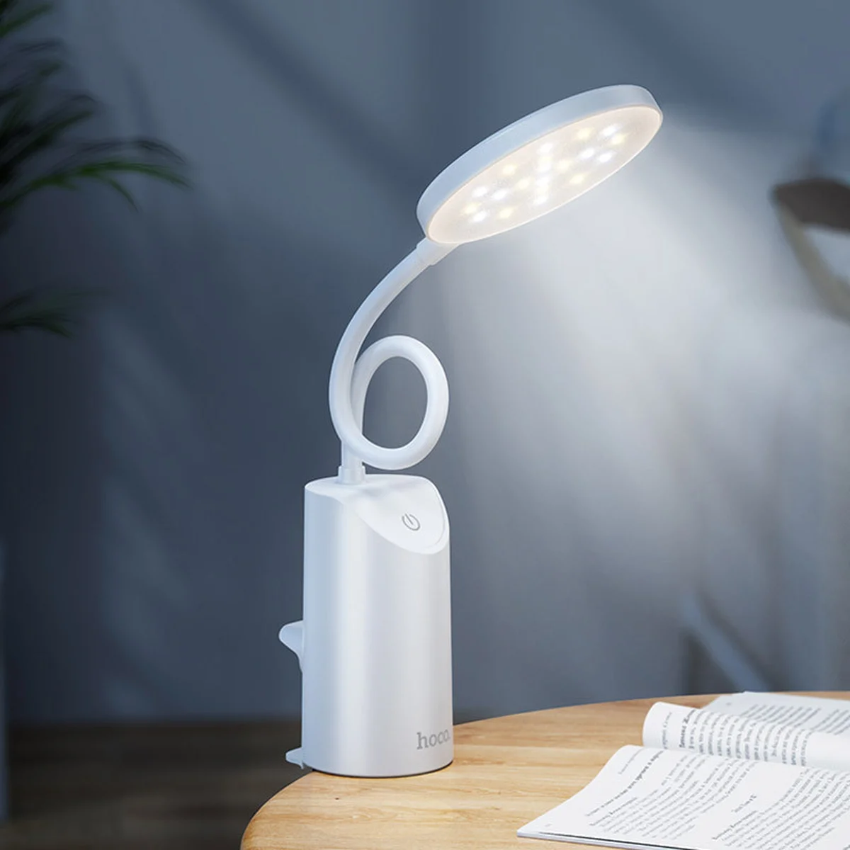Настольная LED лампа Hoco HX10 Clip table lamp (1200mAh) White