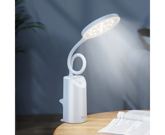 Настольная LED лампа Hoco HX10 Clip table lamp (1200mAh) White