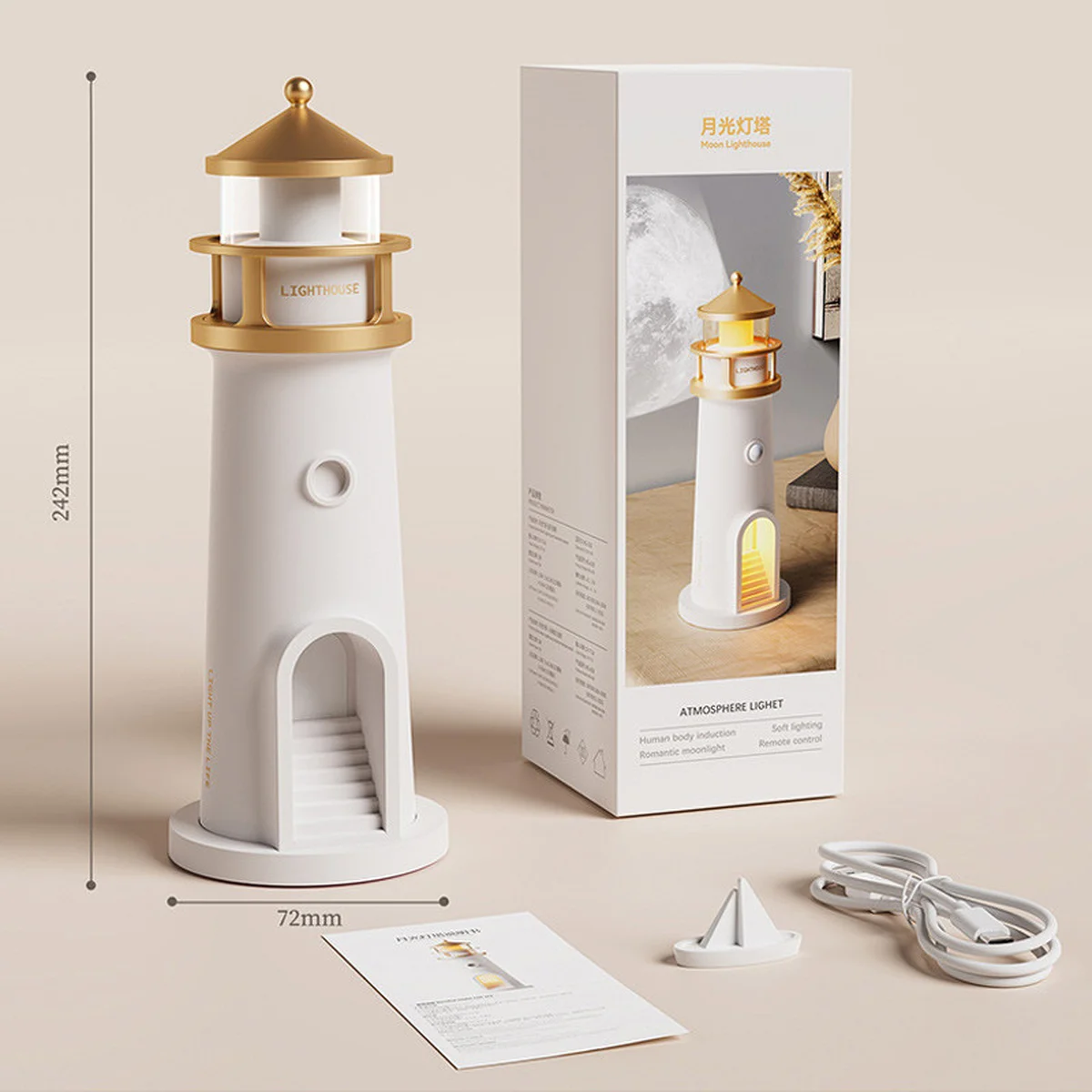 Проектор-нічник A08 Lighthouse 2in1 + Bluetooth колонка White