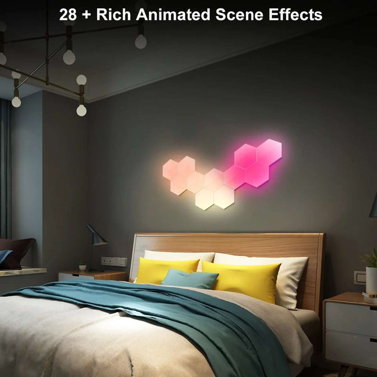 Модульный настенный светильник LED RGB 5V соты SAL-011B 6pcs Bluetooth USB with app White