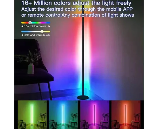 Напольная угловая LED лампа RGB SAL-005B 120cm Bluetooth USB with app Black