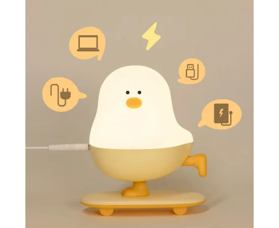 Ночник L63 Chicken on a Skateboard White / Yellow