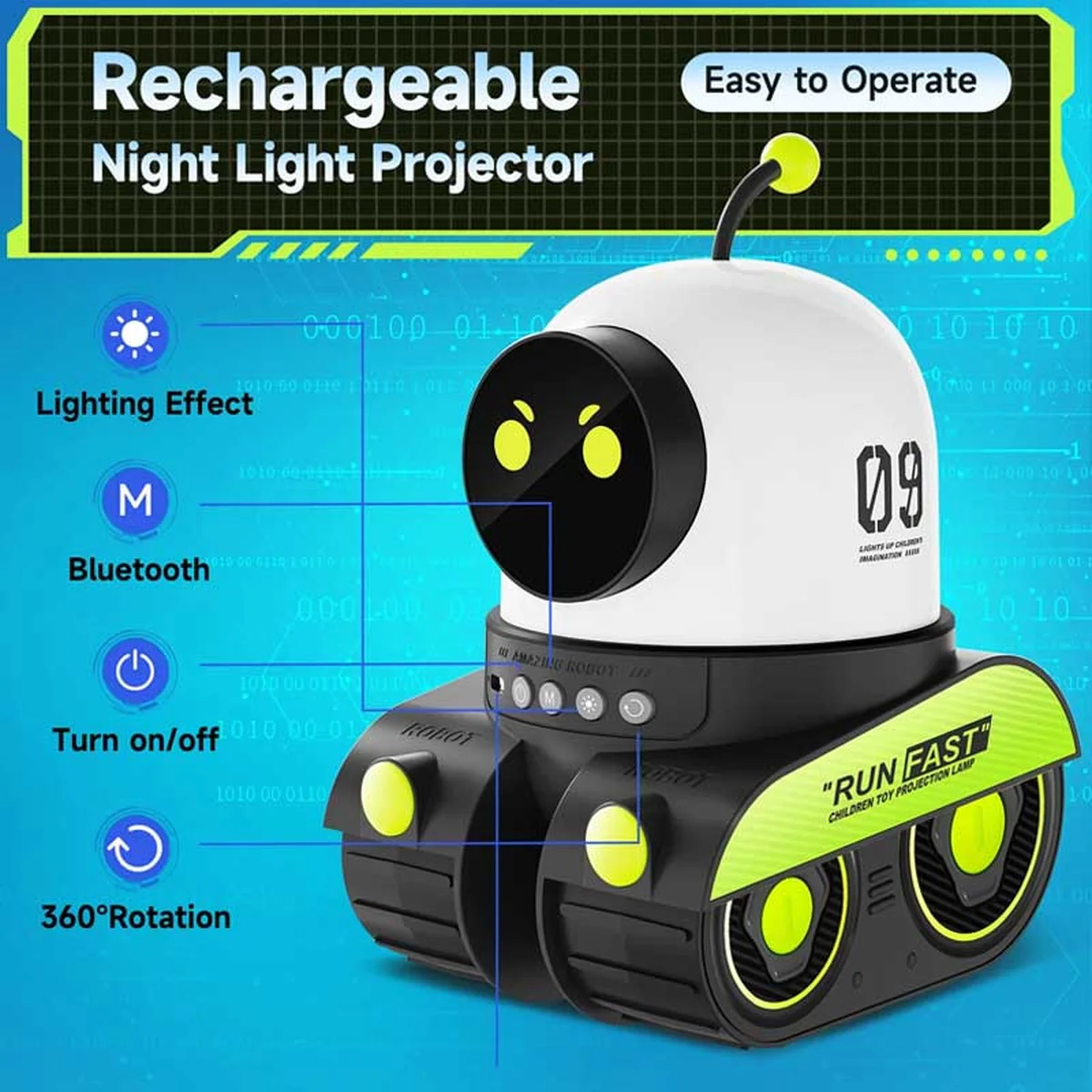 Нічник Droid E03 with Bluetooth 1200 mAh Black