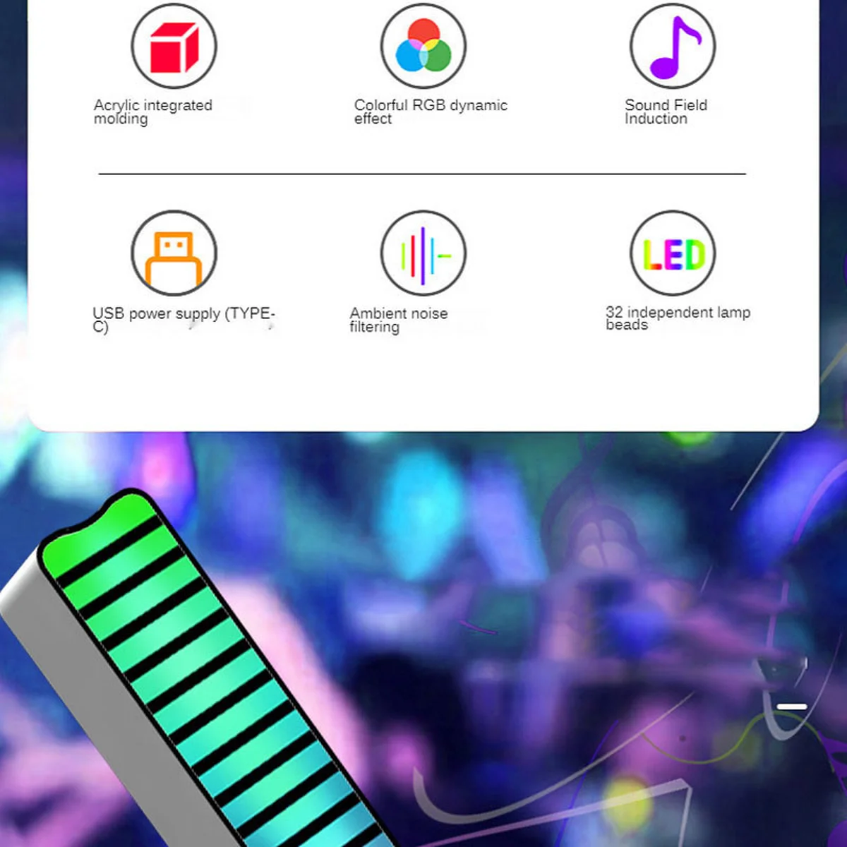 Настольная LED лампа RGB 5V Single Panel Bluetooth USB interface with app Black