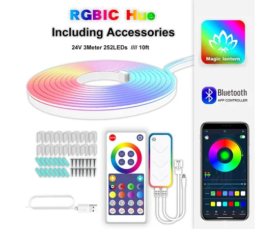 Настенная лента RGB LED LD04 Bluetooth USB with app 5V (3m) White