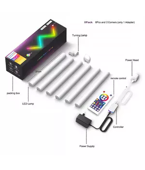 Настенный светильник Lines SAL-013B Bluetooth USB interface with app (6+2 pcs) White