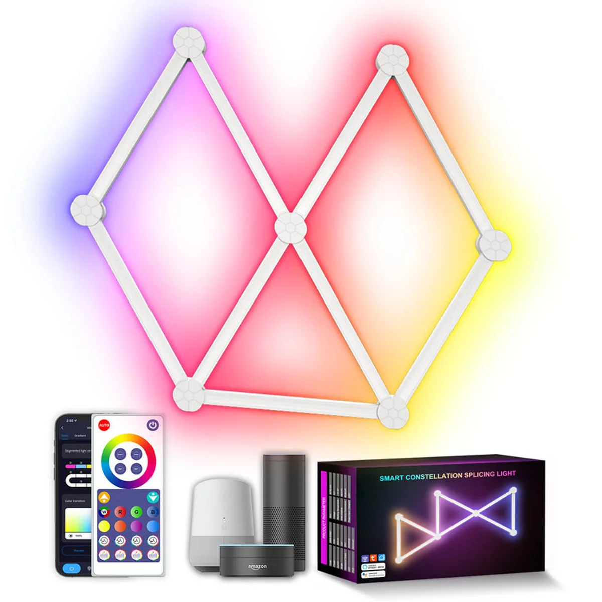 Модульний настінний світильник LED RGB 5V SAL-014B 9pcs Bluetooth USB with app White