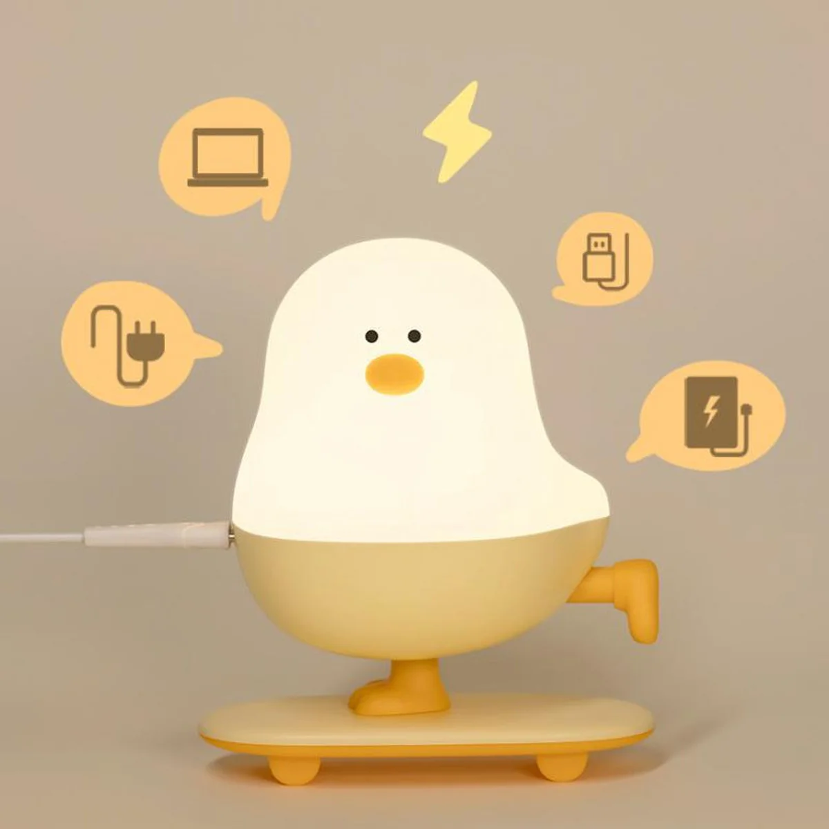 Ночник L63 Chicken on a Skateboard White / Yellow