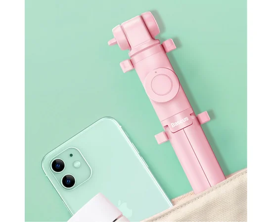 Монопод Baseus Fully Folding Bluetooth Розовый