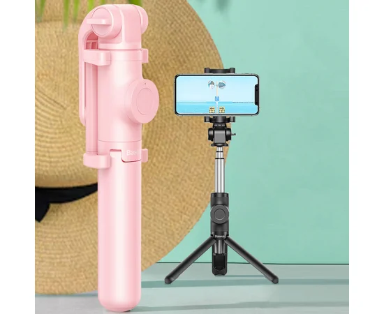 Монопод Baseus Fully Folding Bluetooth Розовый