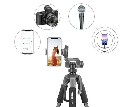 Штатив NeePho NP-8840 для съемки 66-170см с разборным держателем в чехле Black