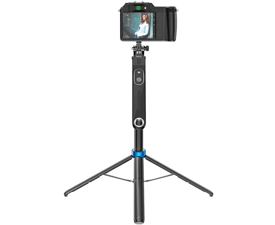 Монопод для селфі Hoco K22 Anti-shake з триногами + знімний BT пульт Black